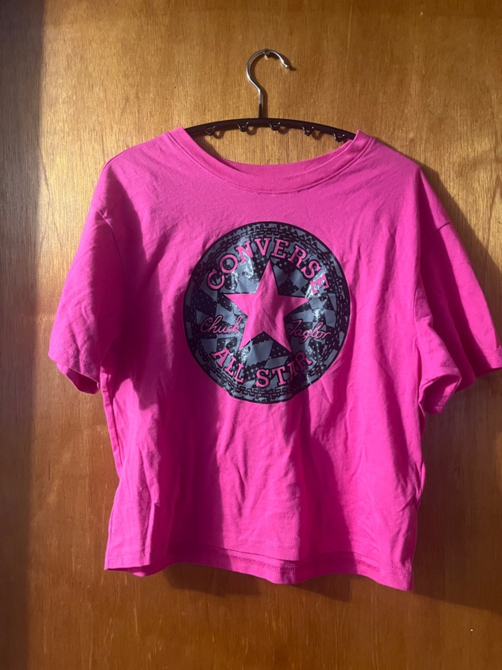 Girls Converse Hot Pink Graphic Logo Tee Large